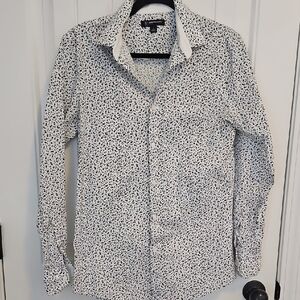 INC International Concepts White and Black Floral Shirt
